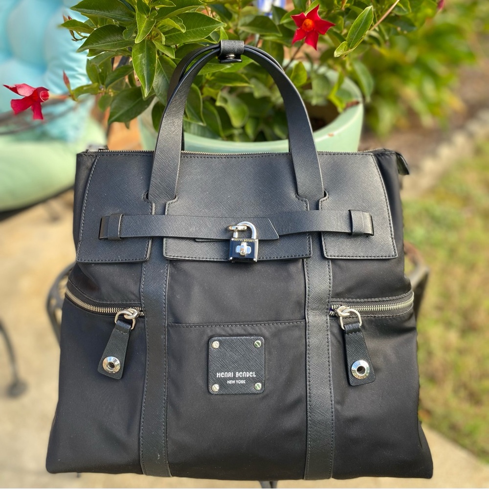 Henri Bendel BLACK Nylon Leather Backpack CONVERTIBLE Jet Setter JETSETTER 💐🌺